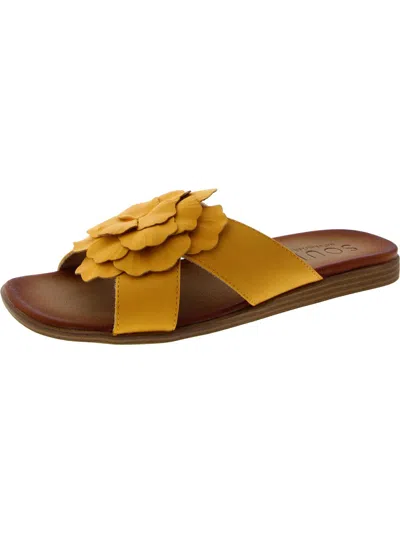 Naturalizer Joyful Womens Faux Leather Flower Slide Sandals In Multi