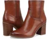 Naturalizer Kalina Boots Wocider Spice Leather Block Heel Bootie Gal272 In Brown