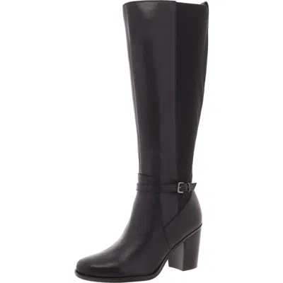 Naturalizer Kalina Stretch Womens Mixed Media Leather Knee-high Boots In Black