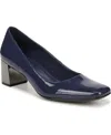 Naturalizer Karina Block Heel Pump In Midnight Blue Faux Patent