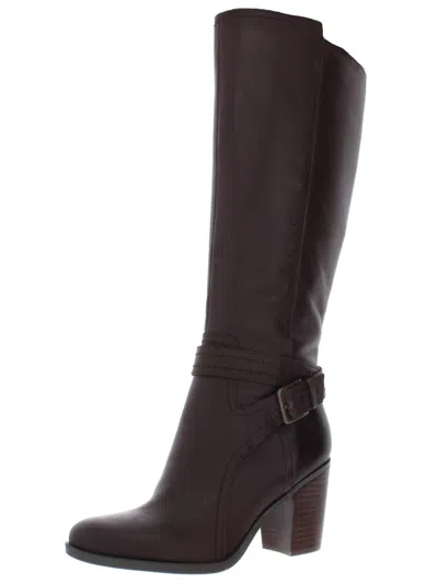 Naturalizer Kelsey Womens Leather Buckle Riding Boots In Gold