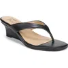Naturalizer Lenna Womens Leather Slip On Wedge Sandals In Black