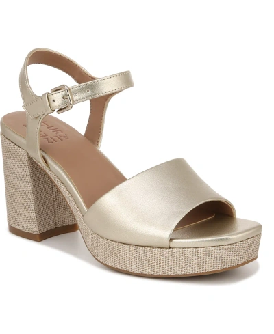 Naturalizer Lilly Platform Sandals In Champagne Faux Leather