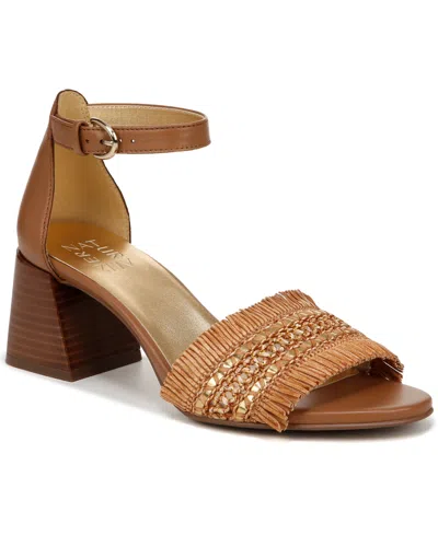 Naturalizer Limited Edition Vera Ankle Strap Dress Sandals In Brown Raffia,leather