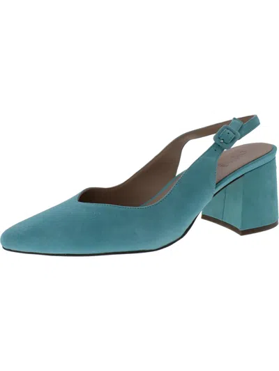 Naturalizer Liv Womens Suede Almond Toe Slingback Heels In Blue