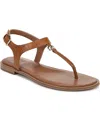 Naturalizer Lizzi T-strap Flat Sandals In English Tea Croco Embossed Faux Leather