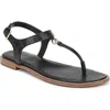 Naturalizer Lizzi T-strap Flat Sandals In Black Croco