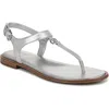 Naturalizer Lizzi T-strap Flat Sandals In Silver