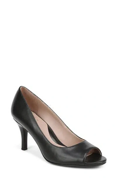 Naturalizer Locke Peep Toe Faux Leather Pump In Black