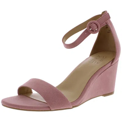 Naturalizer London Womens Solid Ankle Strap Wedge Sandals In Pink
