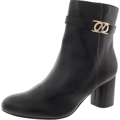 Naturalizer Lottie Womens Faux Leather Solid Ankle Boots In Black Faux Leather