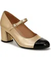 Naturalizer Loveable Mary Jane Pump In Dark Gold,black Faux Leather