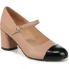 Naturalizer Lovable Womens Metallic Faux Leather Mary Jane Heels In Taupe,black Faux Leather