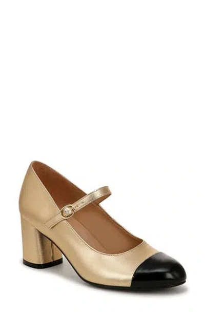Naturalizer Loveable Mary Jane Pump In Dark Gold,black Faux Leather