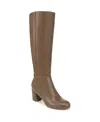 Naturalizer Loving Knee High Block Heel Dress Boots In Dark Taupe Faux Leather