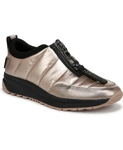 Naturalizer X Think Royln Breakaway Zip Puffer Sneaker In Cashmere High Shine Nylon,faux Leather
