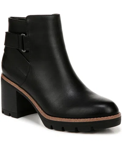 Naturalizer Madalynn-strap Water Resistant Lug Sole Booties In Black Faux Leather