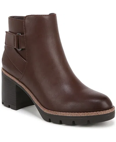 Naturalizer Madalynn-strap Water Resistant Lug Sole Booties In Chocolate Faux Leather