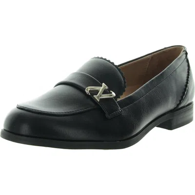 Naturalizer Magna Womens Scalloped Faux Leather Loafers In Black