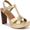 Naturalizer Marnie Womens Leather Ankle Strap Heels In Gold
