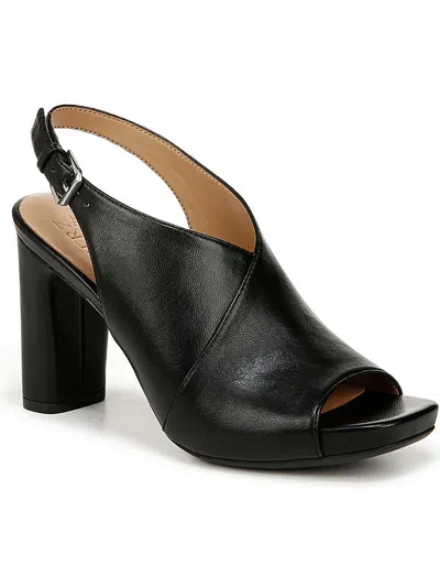 Naturalizer Mason Slingback Platform Sandals In Black Faux Leather