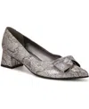 Naturalizer Mavis Bow Pointed Toe Pump In Silver Leather