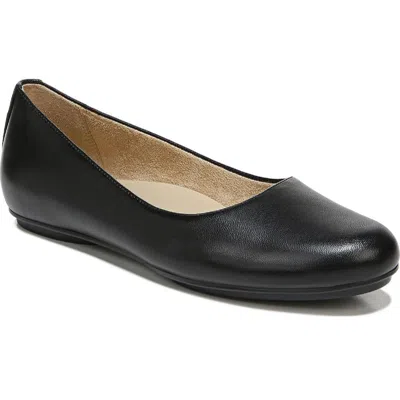 Naturalizer Maxwell Womens Comfort Insole Slip On Ballet Flats In Black Leather