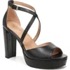 Naturalizer Melody Womens Block Heel Ankle Strap Platform Sandals In Black Leather
