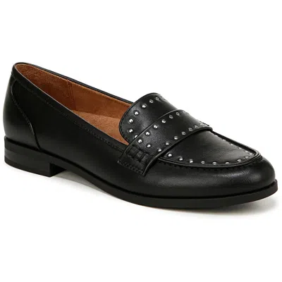 Naturalizer Milo-stud Womens Faux Leather Block Heel Loafers In Black Faux Leather