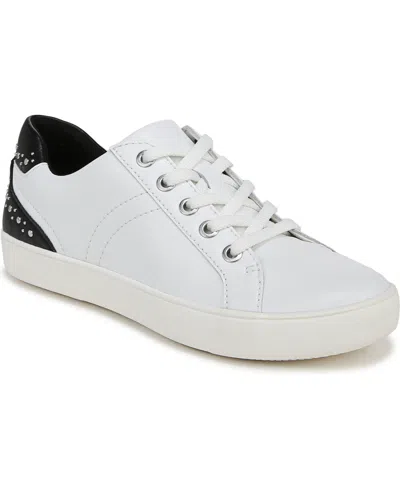 Naturalizer Morrison-stud Sneakers In White,black Leather