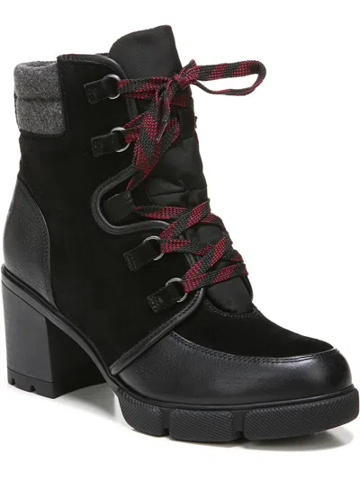 Naturalizer Myla Womens Leather Combat & Lace-up Boots In Black