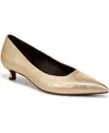 Naturalizer Natalia Womens Cushioned Footbed Pointed Toe Kitten Heels In Dark Gold Leather