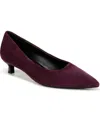 Naturalizer Natalia Womens Cushioned Footbed Pointed Toe Kitten Heels In Deep Plum Suede