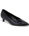 Naturalizer Natalia Kitten-heel Pointed Toe Pumps In Midnight Blue Snake Print Leather