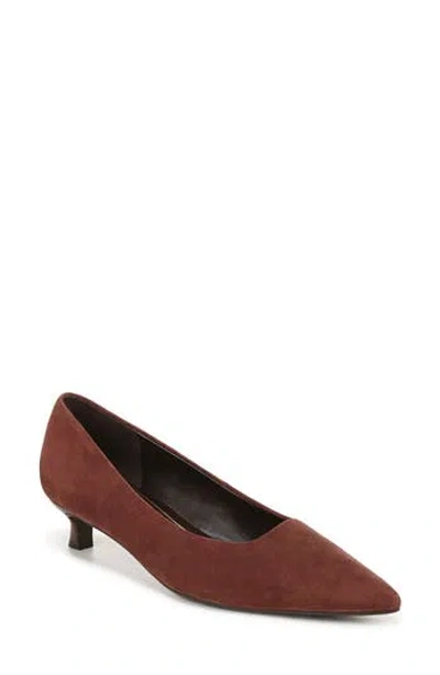 Naturalizer Natalia Pointed Toe Kitten Heel Pump In Cappuccino Brown Suede