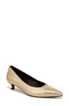 Naturalizer Natalia Womens Cushioned Footbed Pointed Toe Kitten Heels In Dark Gold Leather
