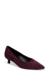 Naturalizer Natalia Womens Cushioned Footbed Pointed Toe Kitten Heels In Deep Plum Purple Suede
