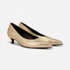 Naturalizer Natalia Womens Cushioned Footbed Pointed Toe Kitten Heels In Gold