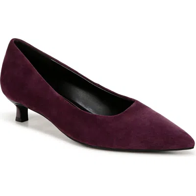 Naturalizer Natalia Womens Cushioned Footbed Pointed Toe Kitten Heels In Deep Plum Suede