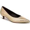 Naturalizer Natalia Womens Cushioned Footbed Pointed Toe Kitten Heels In Dark Gold Leather