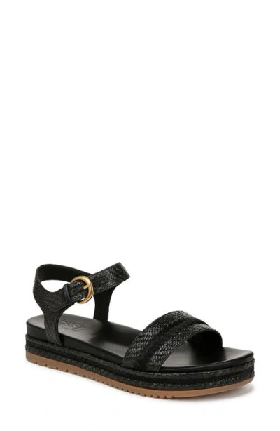 Naturalizer Neila 2 Ankle Strap Platform Sandal In Black Raffia,fabric