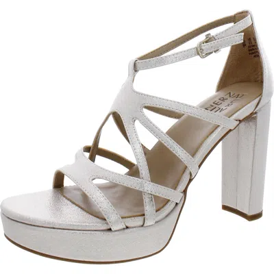 Naturalizer Neona Womens Faux Leather Heel Platform Sandals In Silver