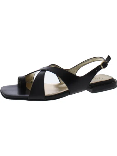 Naturalizer Nikki Womens Leather Ankle Strap Slingback Sandals In Black
