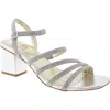 Naturalizer Niko 2 Womens Embellished Faux Leather Slingback Sandals In Silver Fabric