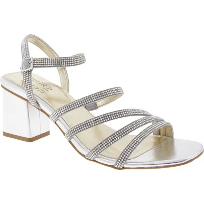 Naturalizer Niko 2 Womens Embellished Faux Leather Slingback Sandals In Silver Fabric