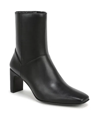 Naturalizer Nona-bootie Faux Leather Square Toe Block Heel Booties In Black