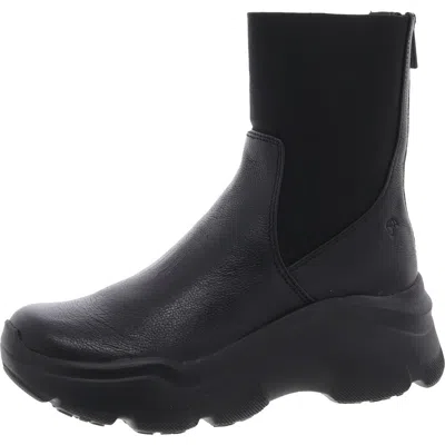 Naturalizer Oaklee Womens Water Resistant Leather Ankle Boots In Black