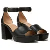Naturalizer Pearlyn I6007l3-001 Woblack Leather Platform Sandals Zap397 In Black