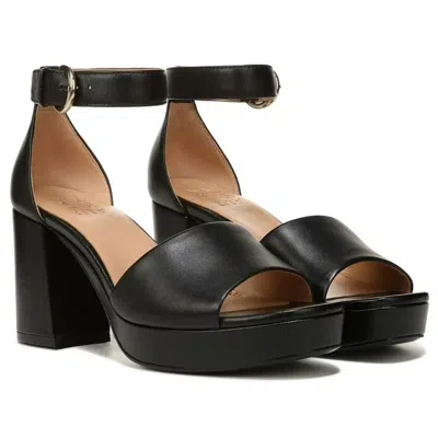 NATURALIZER PEARLYN I6007L3-001 WOBLACK LEATHER PLATFORM SANDALS ZAP397