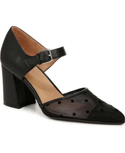 Naturalizer Pixie Mary Jane Pumps In Black Mesh,faux Leather